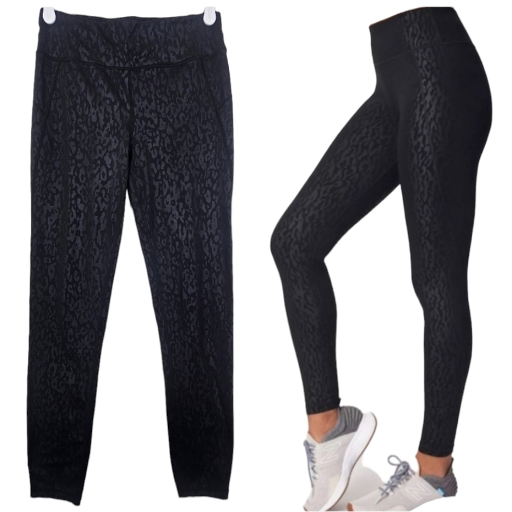 Sweaty Betty All Day Leggings Xs Black Cheetah Jacquard High Rise